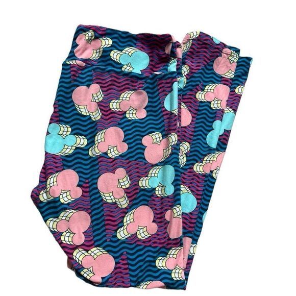 Womens Lularoe x Disney Retro Mickey Mouse 3D Head Leggings in Tall & Curvy - Sz - Picture 1 of 1